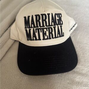 Anthropologie Cream and Black Marriage Material Cap